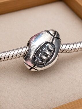 Retired Chamilia Football Charm Bead Sterling Silver CHAM 925 Sports Bead #608